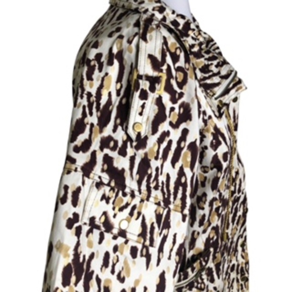 Just B Zip/Snap Drawstring Collar Animal Print Wide Sleeve Jacket Size L - Picture 6 of 12